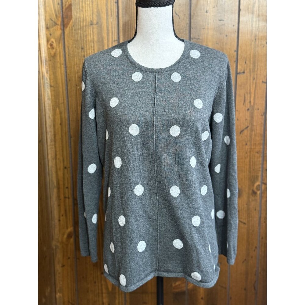 Coldwater Creek Womens Gray Polka Dot Sweater M